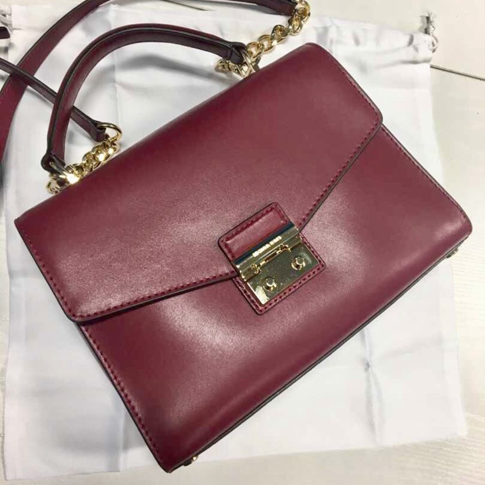 NWTMichael Kors MD Leather Sloan Satchel mulberry